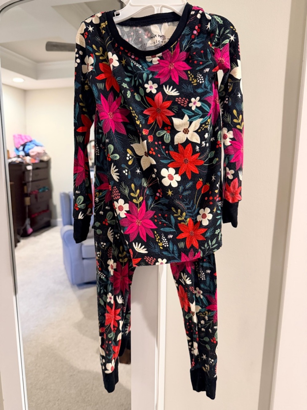 Little Sleepies poinsettia Floral Long-Sleeve Pajama Set